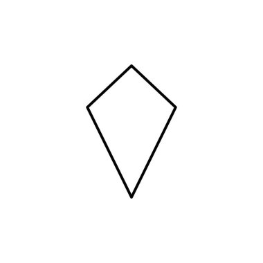 Deltoid simgesi. Geometrik figür öğesi mobil kavramı ve web uygulamaları için. Web sitesi tasarımı ve geliştirme, uygulama geliştirme için ince çizgi simgesi. Beyaz arka plan üzerinde beyaz arka plan üzerinde sigorta primi simgesi