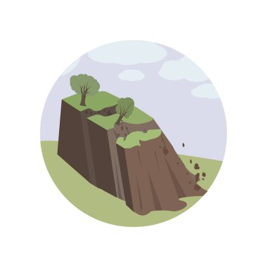 Çığ, çevre, toprak kayması, landslip, doğal renk simgesi. Küresel ısınma illüstrasyon unsuru. Beyaz arka plan beyaz arka plan üzerinde web sitelerinde işaret ve sembolleri toplama simgesi