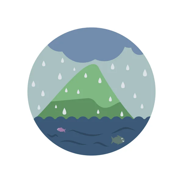 Pluie Dans Icône Couleur Mer Élément Illustration Réchauffement Climatique Signes — Image vectorielle