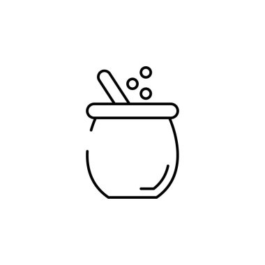 Kazan simgesi. Cadılar Bayramı illüstrasyon unsuru. Premium Kalite grafik tasarım simgesi. Web siteleri, web tasarım, beyaz arka plan üzerinde beyaz arka plan üzerinde hareket eden app için işaret ve sembolleri toplama simgesi