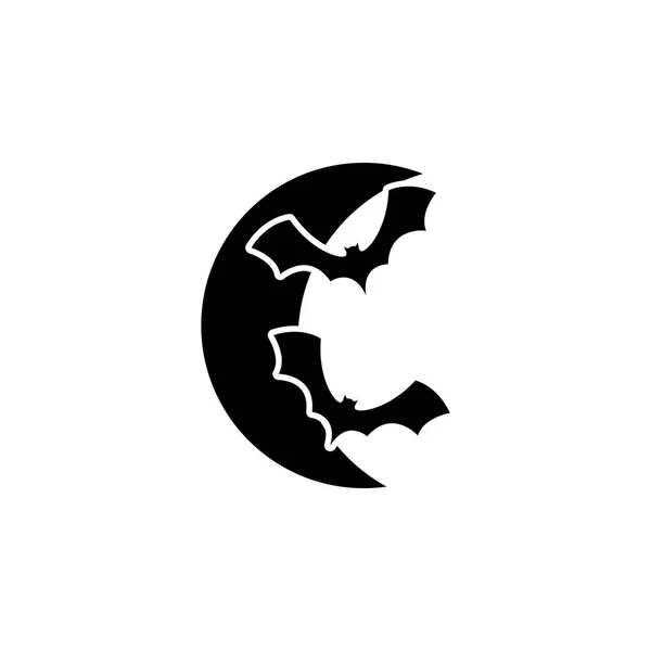 Pipistrelli Mezzaluna Icona Elemento Elementi Fantasma Illustrazione Illustrazione Linea Sottile — Vettoriale Stock