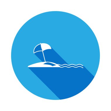 uzun gölge ile plaj simgesine şezlong. Öğe Beach mobil kavramı ve web uygulamaları için simge tatil. İşaret ve sembolleri kullanılan web, logo, mobil uygulaması, kullanıcı arabirimi, Ux için