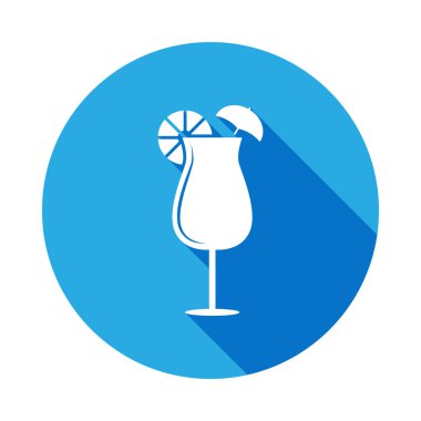 kokteyl simge uzun gölge ile. Öğe Beach mobil kavramı ve web uygulamaları için simge tatil. İşaret ve sembolleri kullanılan web, logo, mobil uygulaması, kullanıcı arabirimi, Ux için 