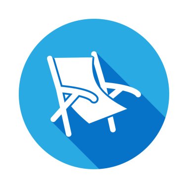 plaj sandalye simge uzun gölge ile. Öğe Beach mobil kavramı ve web uygulamaları için simge tatil. İşaret ve sembolleri kullanılan web, logo, mobil uygulaması, kullanıcı arabirimi, Ux için