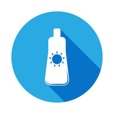 Güneş kremi simge uzun gölge ile. Öğe Beach mobil kavramı ve web uygulamaları için simge tatil. İşaret ve sembolleri kullanılan web, logo, mobil uygulaması, kullanıcı arabirimi, Ux için