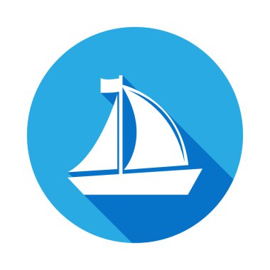 yat yelken simge uzun gölge ile. Öğe Beach mobil kavramı ve web uygulamaları için simge tatil. İşaret ve sembolleri kullanılan web, logo, mobil uygulaması, kullanıcı arabirimi, Ux için 