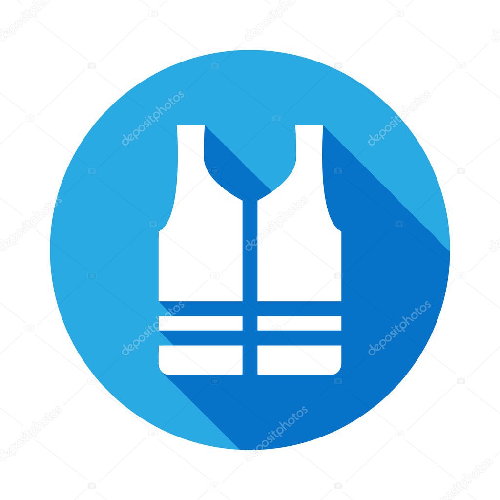 life vest icon with long shadow. Element of beach holidays icon for mobile concept and web apps. Signs and symbols can be used for web, logo, mobile app, UI, UX 