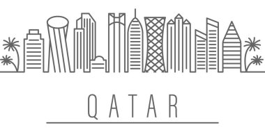 Katar şehir anahat simgesi. Şehirlerin ve ülkelerin öğeleri resim simgesi. İşaretler ve semboller web, logo, mobil uygulama, Ui, Ux için kullanılabilir