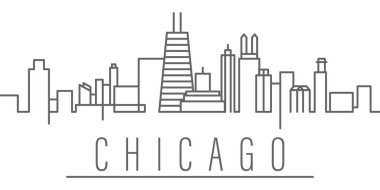 Chicago şehir anahat simgesi. Şehirlerin ve ülkelerin öğeleri resim simgesi. İşaretler ve semboller web, logo, mobil uygulama, Ui, Ux için kullanılabilir