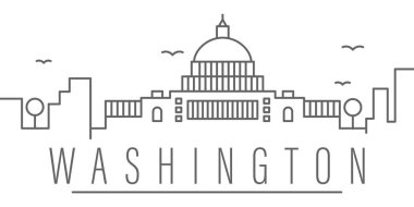 Washington şehir anahat simgesi. Şehirlerin ve ülkelerin öğeleri resim simgesi. İşaretler ve semboller web, logo, mobil uygulama, Ui, Ux için kullanılabilir