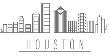 Houston şehir anahat simgesi. Şehirlerin ve ülkelerin öğeleri resim simgesi. İşaretler ve semboller web, logo, mobil uygulama, Ui, Ux için kullanılabilir