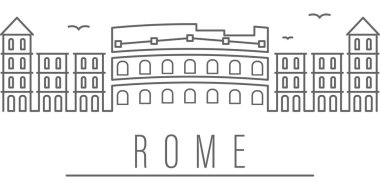 Roma şehir anahat simgesi. Şehirlerin ve ülkelerin öğeleri resim simgesi. İşaretler ve semboller web, logo, mobil uygulama, Ui, Ux için kullanılabilir