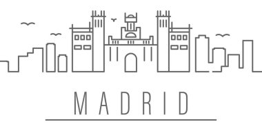 Madrid şehir anahat simgesi. Şehirlerin ve ülkelerin öğeleri resim simgesi. İşaretler ve semboller web, logo, mobil uygulama, Ui, Ux için kullanılabilir