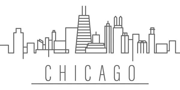 Icono del perfil de la ciudad de Chicago. Icono de ilustración de elementos de ciudades y países. Los signos y símbolos se pueden utilizar para la web, logotipo, aplicación móvil, interfaz de usuario, UX — Vector de stock