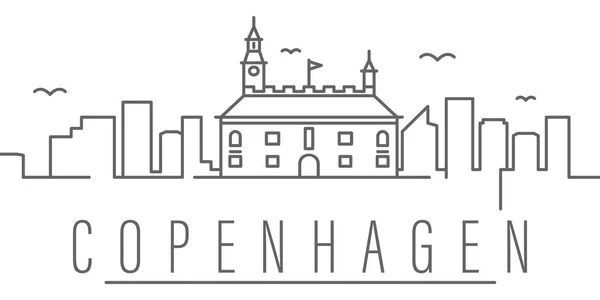 Icono del contorno de Copenhague ciudad. Icono de ilustración de elementos de ciudades y países. Los signos y símbolos se pueden utilizar para la web, logotipo, aplicación móvil, interfaz de usuario, UX — Vector de stock