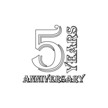 5 yıl yıldönümü işareti. Yıldönümü illüstrasyon unsuru. Üstün kaliteli grafik tasarım simgesi. Web siteleri, web tasarımı, mobil uygulama için işaretler ve semboller toplama simgesi