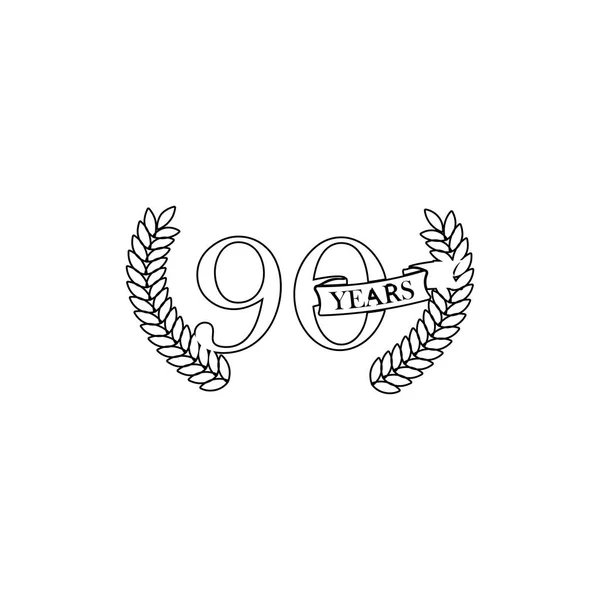 90 years anniversary sign. Element of anniversary illustration. Premium quality graphic design icon. Signs and symbols collection icon for websites, web design, mobile app — Stock Vector