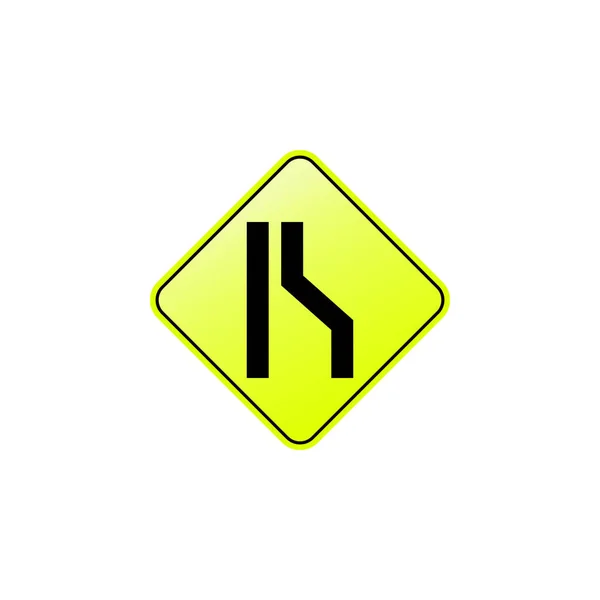 道路は右側のアイコンで狭くなります。モバイルコンセプトとWebアプリの道路標識アイコンの要素。右側のアイコンの色付き道路の狭いは、ウェブやモバイルに使用することができます。プレミアムアイコン — ストックベクタ