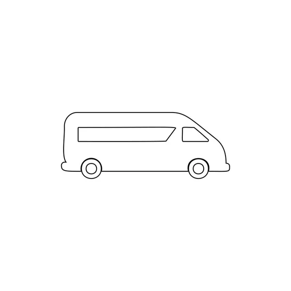 Icona contorno minibus. Elemento dell'icona del tipo di auto. Icona di design grafico di alta qualità. Segni e simboli icona di raccolta per siti web, web design, app mobile — Vettoriale Stock