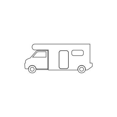 tekerlekler üzerinde araba evi anahat simgesi. Araç türü simgesinin öğesi. Üstün kaliteli grafik tasarım simgesi. Web siteleri, web tasarımı, mobil uygulama için işaretler ve semboller toplama simgesi