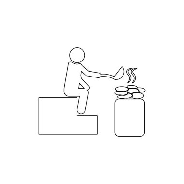 sauna anahat simgesinde adam. Banyo ve sauna eleman simgesi. Üstün kaliteli grafik tasarım. İşaretler, web siteleri için semboller toplama simgesi, web tasarımı, mobil uygulama