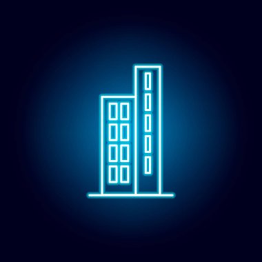 Bina neon simgesi. Neon tarzda üstün kaliteli grafik tasarım simgesi. Web siteleri, web tasarımı, mobil uygulama için işaretler ve semboller simgesi 