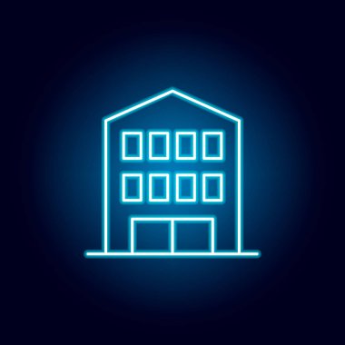 Bina neon simgesi. Neon tarzda üstün kaliteli grafik tasarım simgesi. Web siteleri, web tasarımı, mobil uygulama için işaretler ve semboller simgesi 