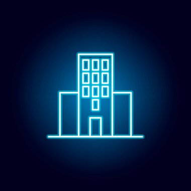 Bina neon simgesi. Neon tarzda üstün kaliteli grafik tasarım simgesi. Web siteleri, web tasarımı, mobil uygulama için işaretler ve semboller simgesi 