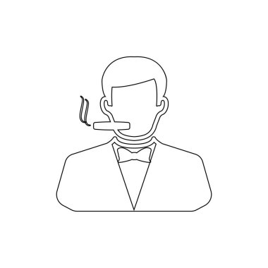 bir puro simgesi ile bir casino oyuncu. Casino simgesinin öğesi. Üstün kaliteli grafik tasarım simgesi. Web siteleri, web tasarımı, mobil uygulama için işaretler ve semboller toplama simgesi 