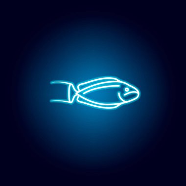 bignose tek boynuzlu at balığı simgesi. Neon tarzında deniz gıdalar illüstrasyonlar ayrıntılı bir dizi. İşaretler ve semboller web, logo, mobil uygulama, Ui, Ux için kullanılabilir