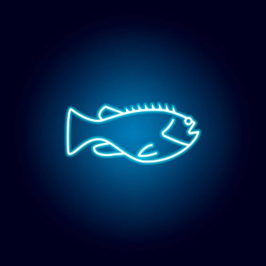 uskumru simgesi. Neon tarzında deniz gıdalar illüstrasyonlar ayrıntılı bir dizi. İşaretler ve semboller web, logo, mobil uygulama, Ui, Ux için kullanılabilir