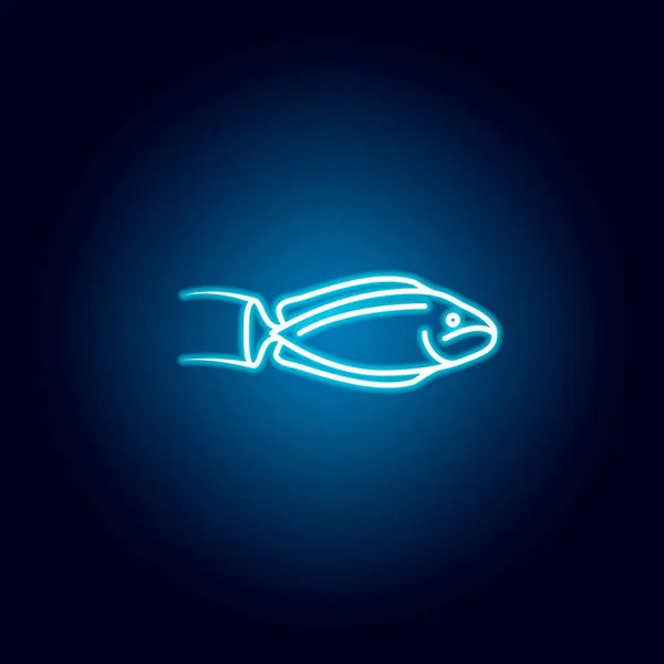 Icona del pesce unicorno bignose. Set dettagliato di illustrazioni di frutti di mare in stile neon. Segni e simboli possono essere utilizzati per il web, logo, app mobile, UI, UX — Vettoriale Stock