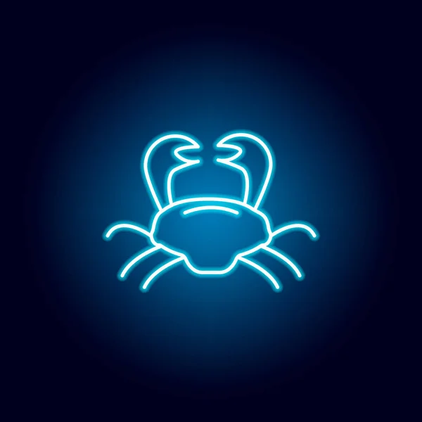 Crab icon. Detailed set of sea foods illustrations in neon style. Signs and symbols can be used for web, logo, mobile app, UI, UX — Stock Vector