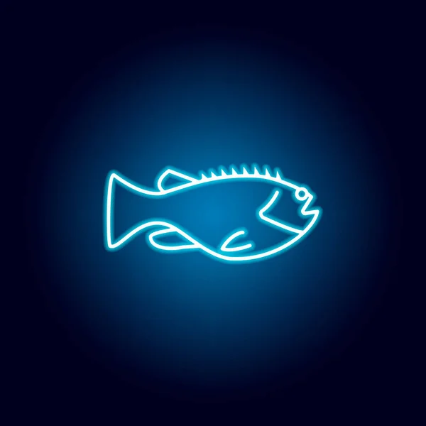 Ícone de cavala. Conjunto detalhado de ilustrações de alimentos do mar em estilo néon. Sinais e símbolos podem ser usados para web, logotipo, aplicativo móvel, UI, UX — Vetor de Stock