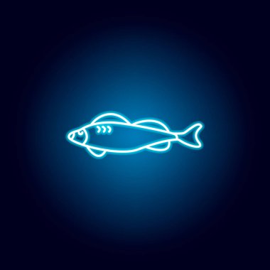 levrek simgesi. Neon tarzında deniz gıdalar illüstrasyonlar ayrıntılı bir dizi. İşaretler ve semboller web, logo, mobil uygulama, Ui, Ux için kullanılabilir