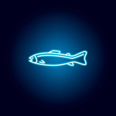 ton balığı simgesi. Neon tarzında deniz gıdalar illüstrasyonlar ayrıntılı bir dizi. İşaretler ve semboller web, logo, mobil uygulama, Ui, Ux için kullanılabilir