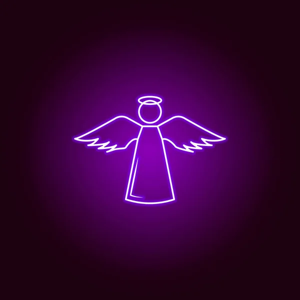 Ícone de linha de anjo em estilo neon. Sinais e símbolos podem ser usados para web, logotipo, aplicativo móvel, UI, UX —  Vetores de Stock