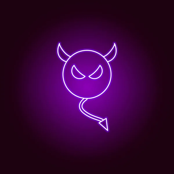 Ícone de linha do diabo em estilo neon. Sinais e símbolos podem ser usados para web, logotipo, aplicativo móvel, UI, UX — Vetor de Stock