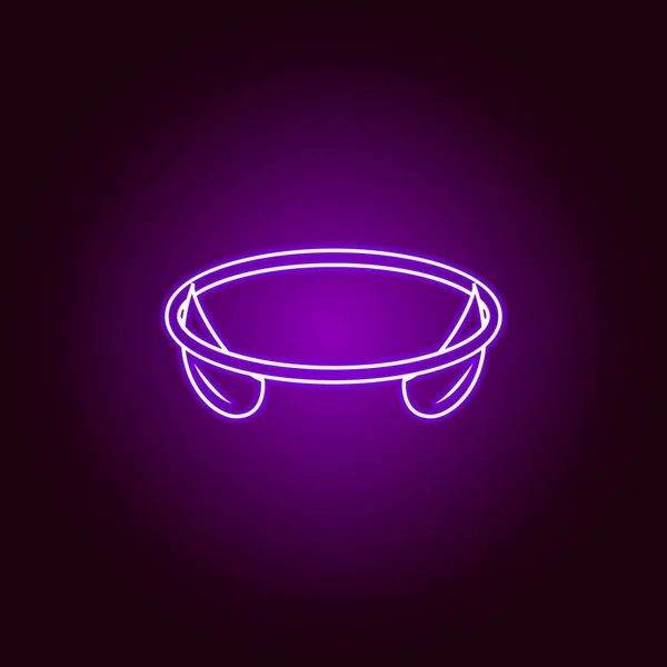 Asas de anjo e ícone de linha de halo em estilo neon. Sinais e símbolos podem ser usados para web, logotipo, aplicativo móvel, UI, UX — Vetor de Stock