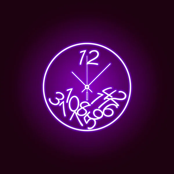 Icona rotonda della linea dell'orologio da parete in stile neon. Design grafico di qualità premium. Segni, raccolta simboli, semplice icona per siti web, web design, app mobile — Vettoriale Stock