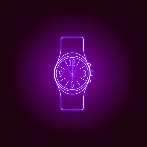 Classique analogique hommes poignet Watch ligne icône dans le style néon. Design graphique de qualité supérieure. Panneaux, collection de symboles, icône simple pour les sites Web, web design, application mobile — Image vectorielle