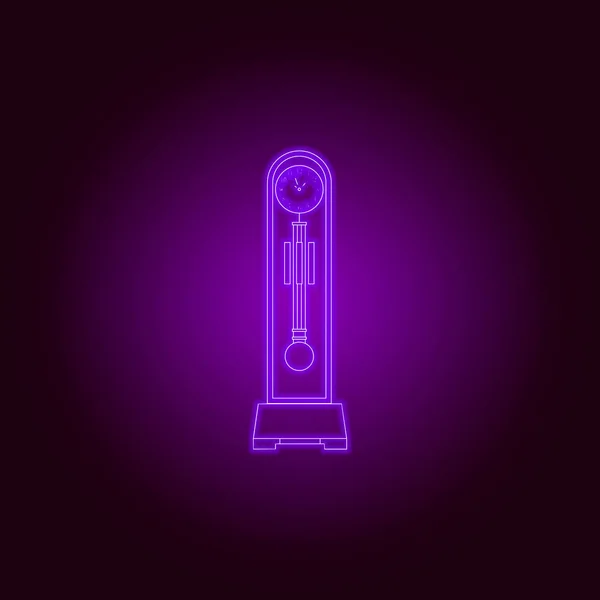 Standuhr mit Pendellinie-Symbol im Neon-Stil. hochwertiges Grafikdesign. Schilder, Symbolsammlung, einfaches Symbol für Webseiten, Webdesign, mobile App — Stockvektor