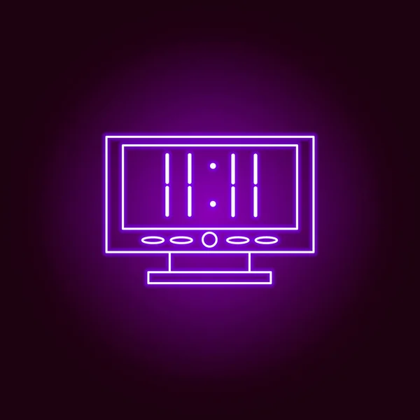 Klok op het pictogram van de computerlijn in neon stijl. Hoogwaardig grafisch ontwerp. Tekenen, symbolen collectie, eenvoudig icoon voor websites, webdesign, mobiele app — Stockvector