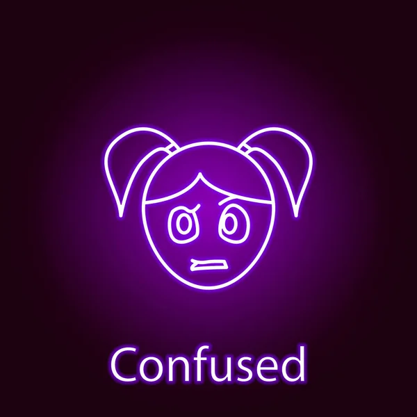 Neon tarzı karışık kız yüz simgesi. Mobil kavram ve web uygulamaları illüstrasyon için duyguların unsuru. İşaretler ve semboller web, logo, mobil uygulama, Ui, Ux için kullanılabilir — Stok Vektör