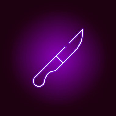neon tarzında bıçak simgesi. Cadılar Bayramı illüstrasyon unsuru. Web siteleri, web tasarımı, mobil uygulama için işaretler ve semboller toplama simgesi