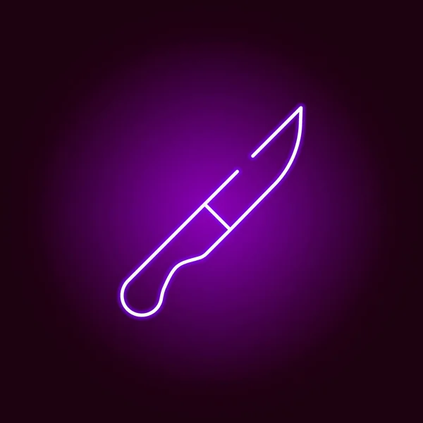 Icona del coltello in stile neon. Elemento di illustrazione di Halloween. Segni e simboli icona di raccolta per siti web, web design, app mobile — Vettoriale Stock