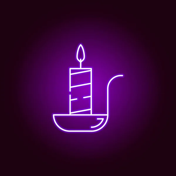 Candle icon in neon style. Element of Halloween illustration. Signs and symbols collection icon for websites, web design, mobile app — Stock Vector