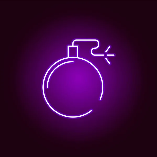 Ícone da bomba em estilo neon. Elemento da ilustração Halloween. Ícone de coleção de sinais e símbolos para sites, web design, aplicativo móvel — Vetor de Stock