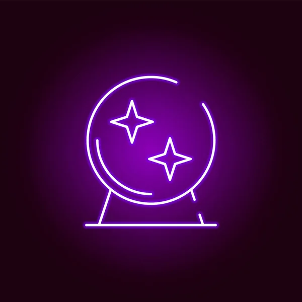 Ícone de bola mágica em estilo neon. Elemento da ilustração Halloween. Ícone de coleção de sinais e símbolos para sites, web design, aplicativo móvel — Vetor de Stock