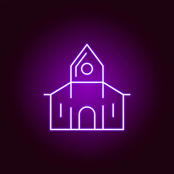 Abandoned house icon in neon style. Element of Halloween illustration. Signs and symbols collection icon for websites, web design — Stock Vector